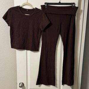 Brown Women's Yoga Pant Set XL
